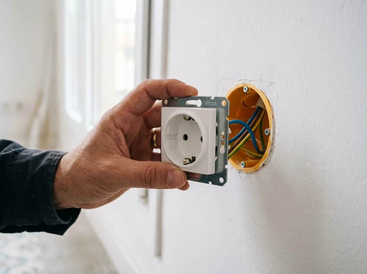 Instalación de enchufes Schuko nuevos en una vivienda de Rubí